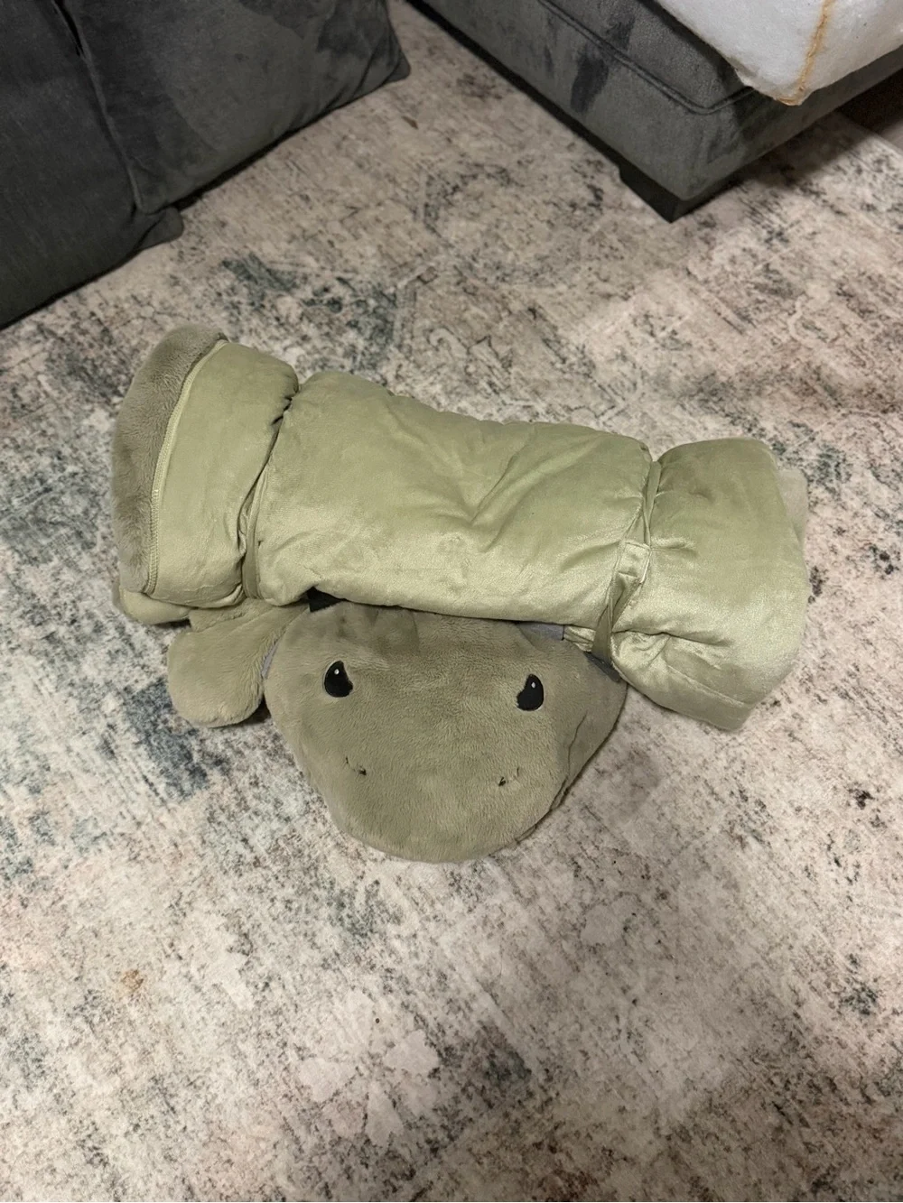 Plush Dino Reptile sleeping bag - Soft Olive Green